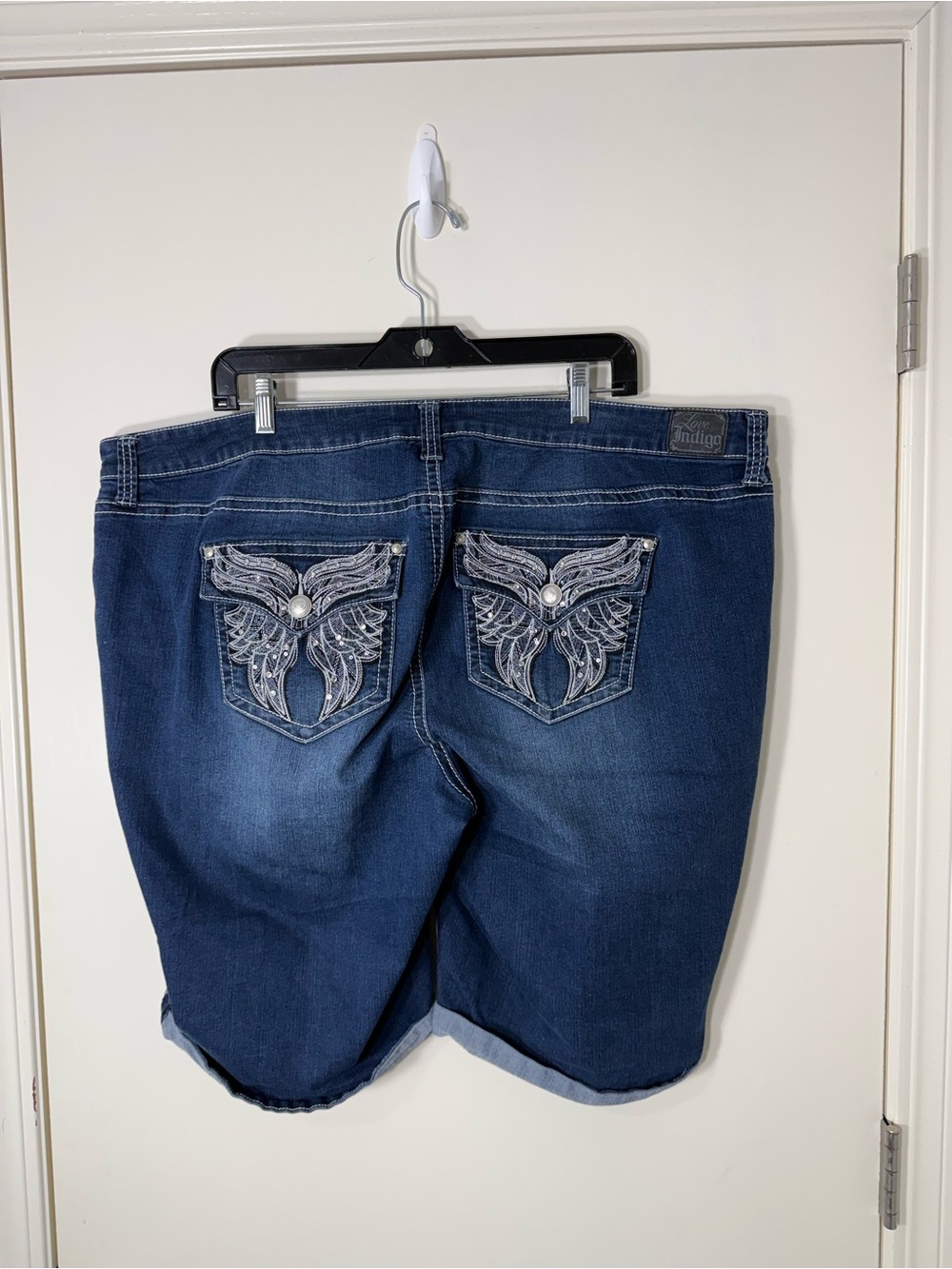 Love Indigo Dark Blue Denim Jeans Shorts Plus Size 24W - Picture 2 of 6